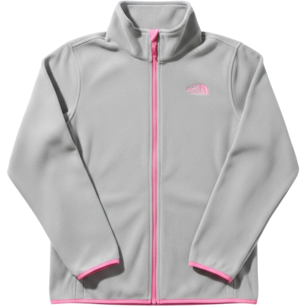 The North Face TKA 100 Glacier Full Zip Fleece Jacket Grey Pink Girls XL 18